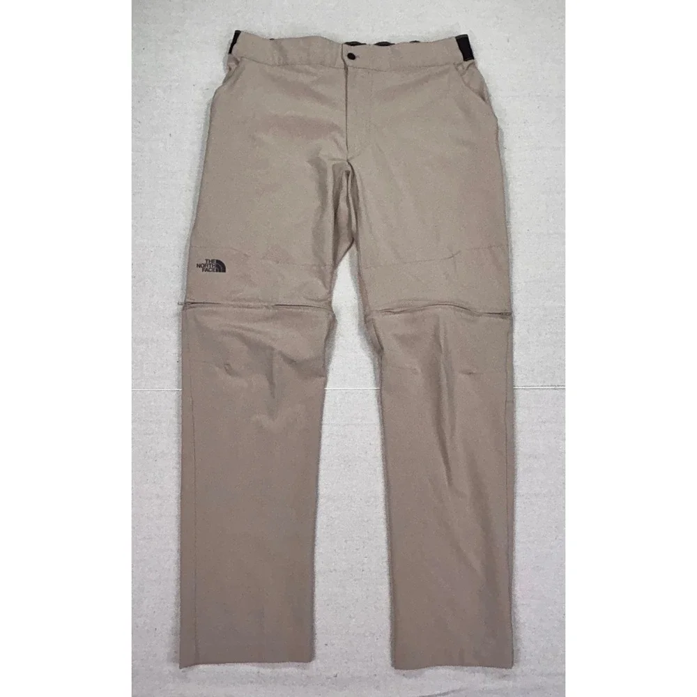 The North Face Mens 35 Tan Convertible Hiking Pants Zip Off Shorts Khaki Outdoor